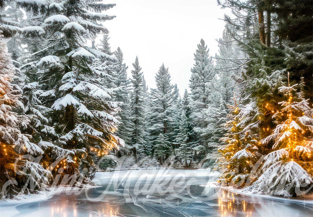 Inverno nella foresta innevata con lago ghiacciato - Progettato da Mini MakeBelieve