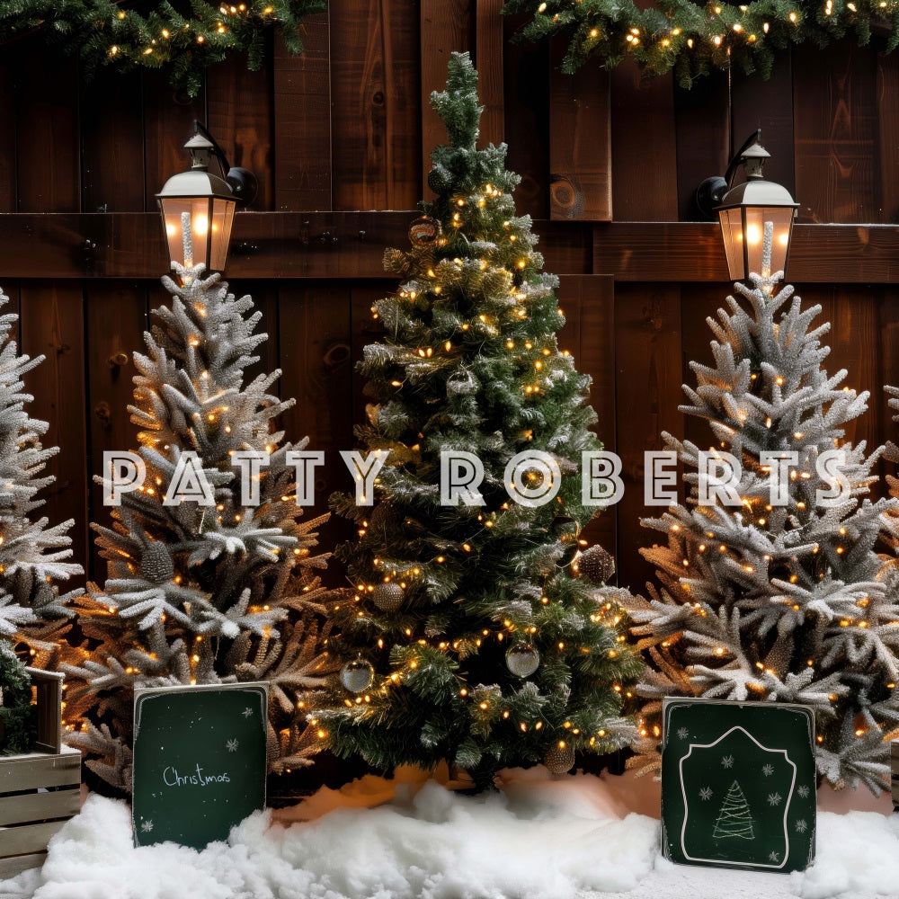 Rustic Kerstboom Winkel Foto Achtergrond Designed by Patty Robert