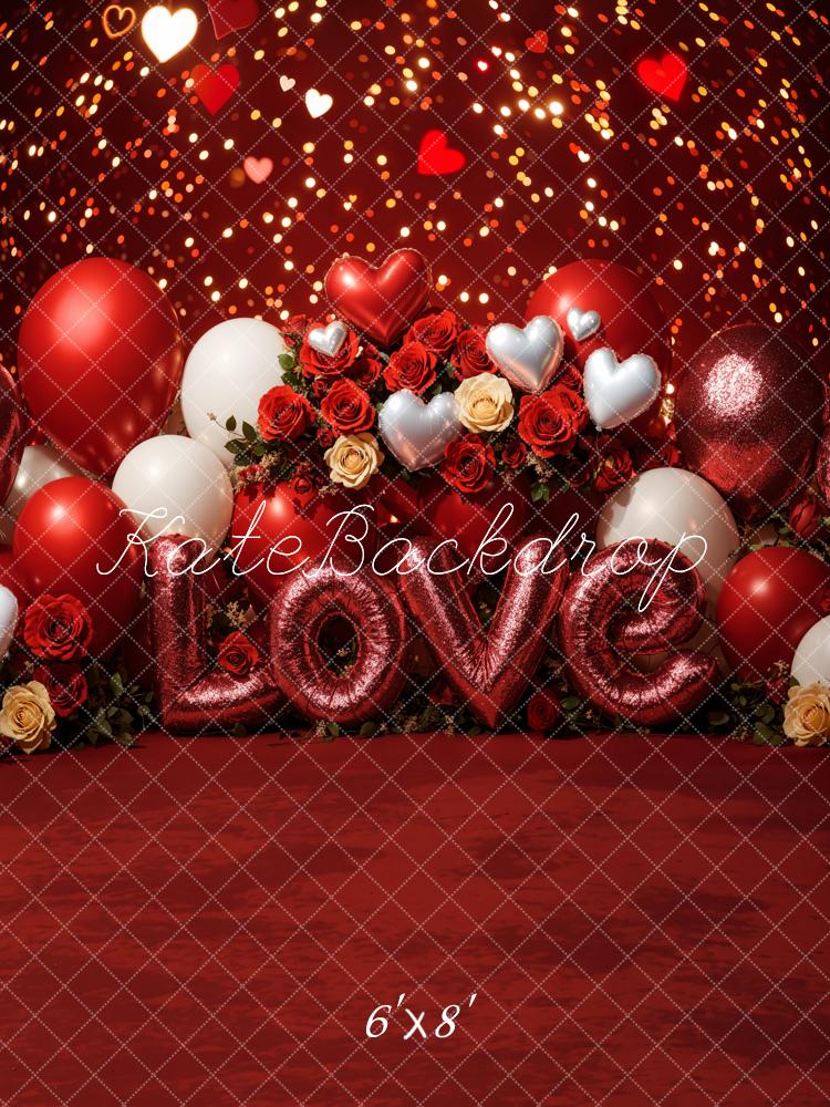 Kate Valentine's Day Love Balloons Roses Backdrop Designed by Emetselch