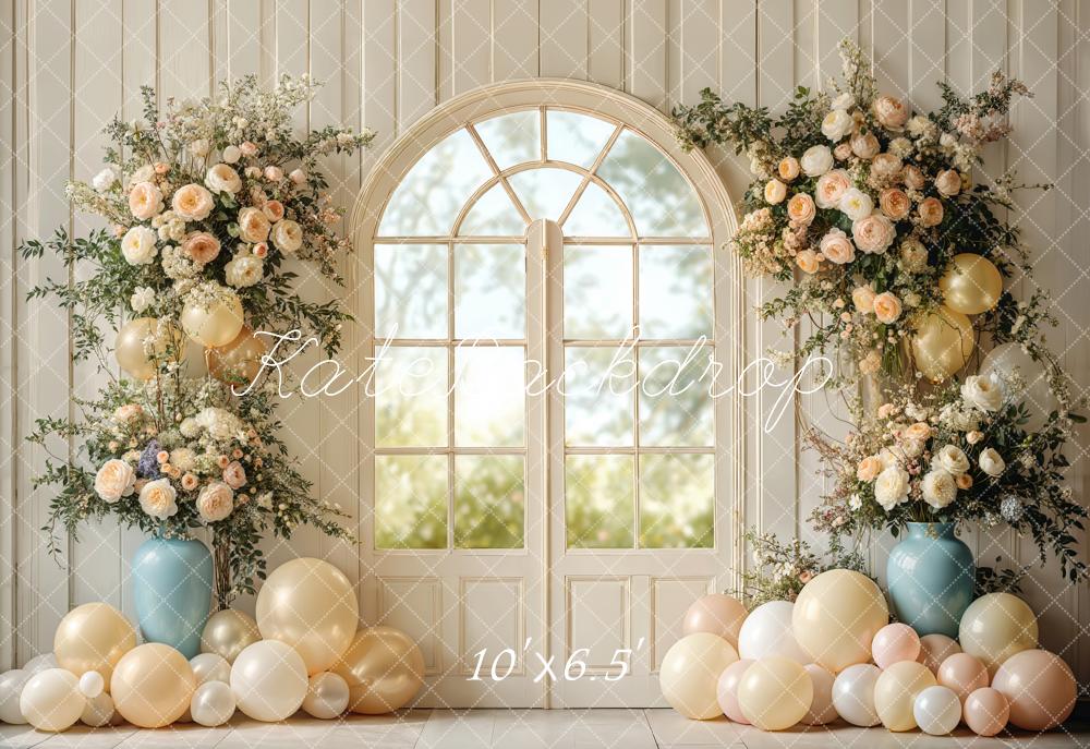 Kate Wedding Floral Arched Window Balloons Backdrop Designed by Emetselch