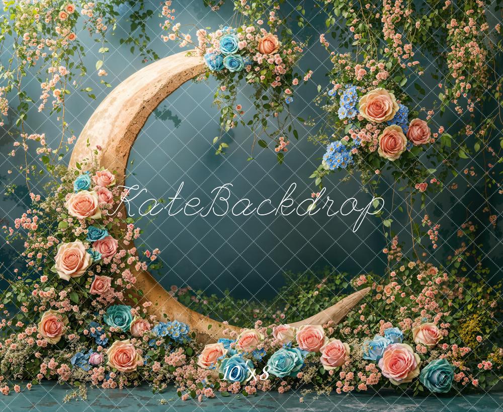 Kate Mother's Day Floral Crescent Moon Backdrop Designed by Emetselch