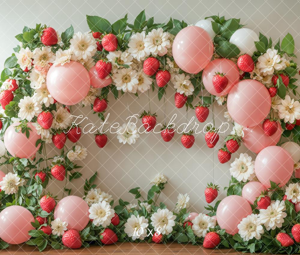 Kate Spring Strawberry Flower Balloon Arch Backdrop Designed by Emetselch