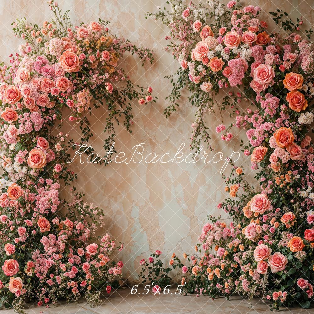 Kate Spring Floral Arch Pink Roses Backdrop Designed by Emetselch