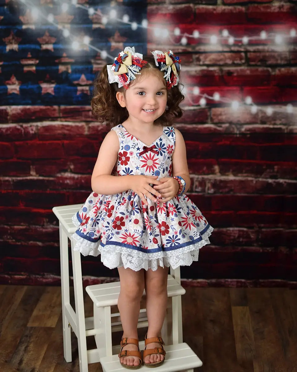 Kate Independence Day Backdrop Small Lamp Brick Wall for Photography