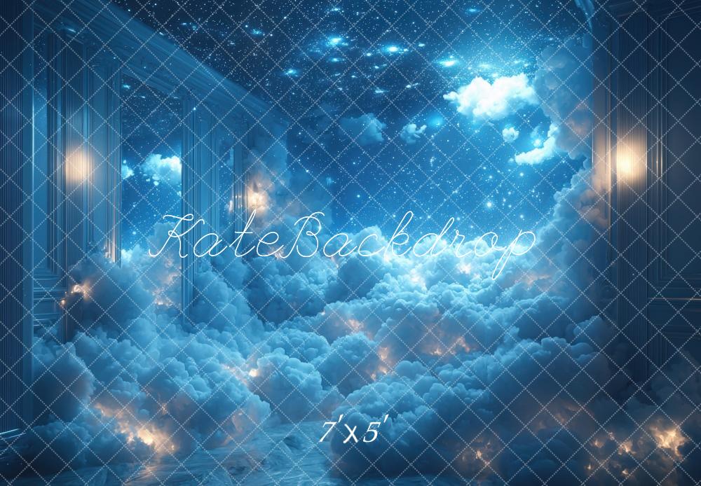 Kate Blue Fantasy Cloudy Room Backdrop Designed by Mini MakeBelieve