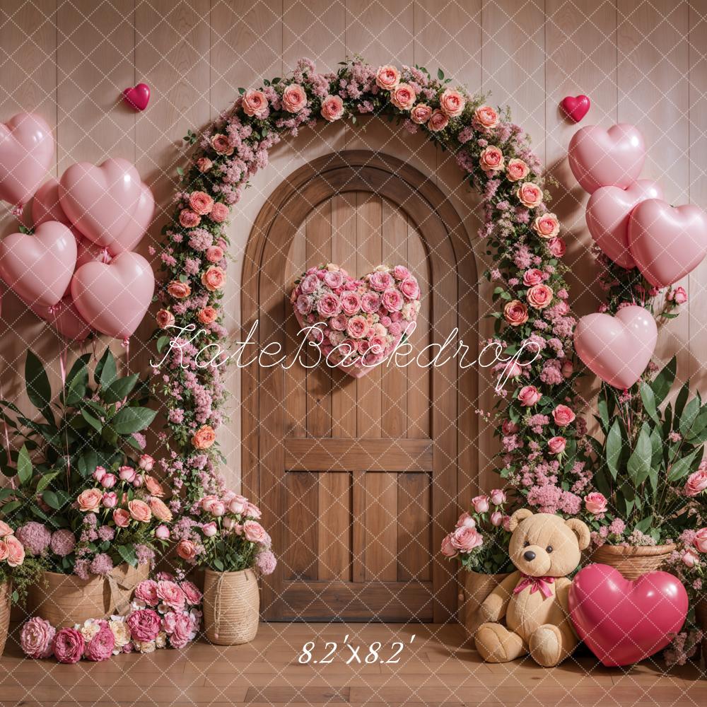 Kate Valentine Floral Arch Pink Balloons Backdrop Designed by Emetselch