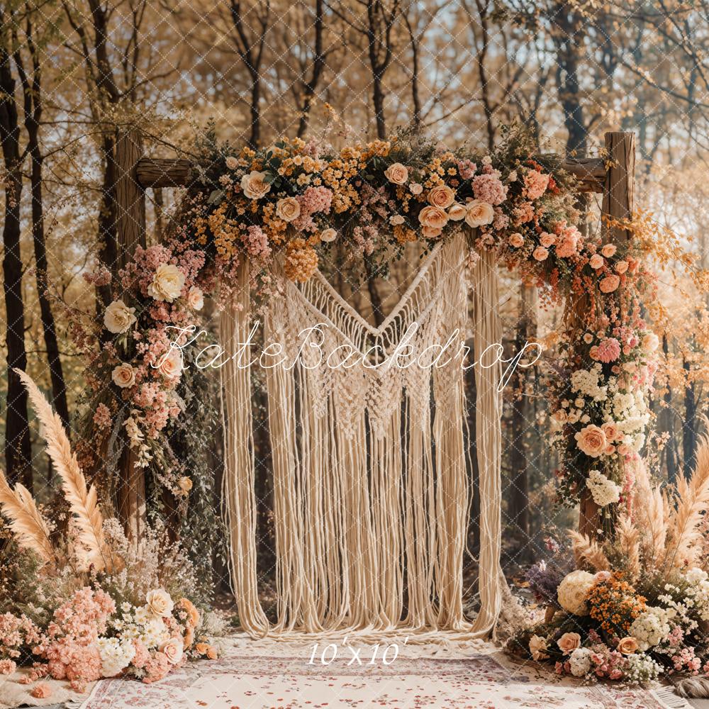 Kate Boho Macrame Flower Arch Forest Backdrop Designed by Emetselch