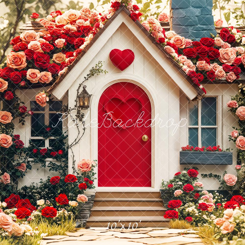 Kate Valentine's Day Rose Cottage Floral House Backdrop Designed by Emetselch