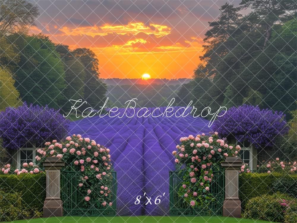 Kate  Lavender Field Garden Sunset Backdrop Designed by Mini MakeBelieve