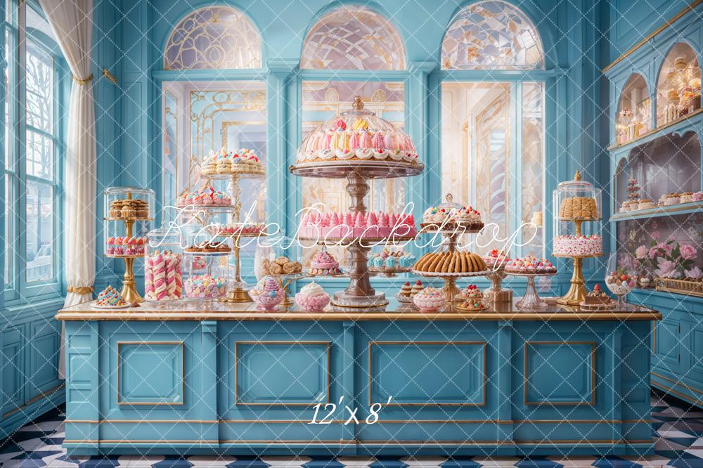 Kate Pastry Shop Dessert Blue Backdrop Designed by Emetselch