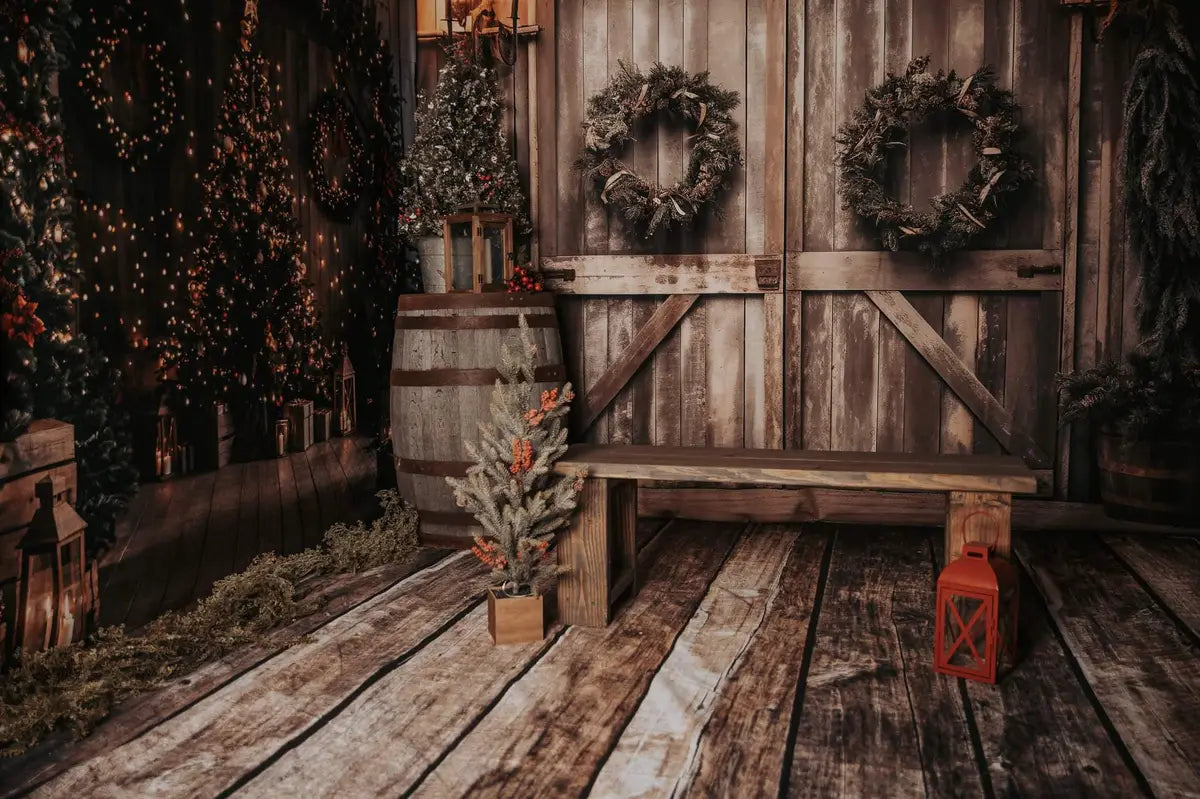 Kate Christmas Old Barn Door Backdrop for Photography