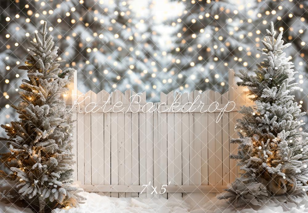 Kate Christmas Tree Brown Wooden Fence Backdrop Designed by Emetselch