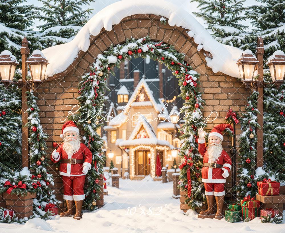 Kate Fantasy Christmas Santa Castle Arched Brick Gate Backdrop Designed by Chain Photography