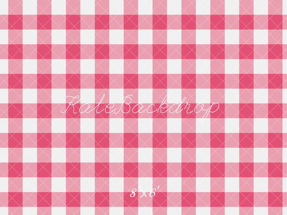 Kate Pink Checkered Gingham Floor Backdrop Designed by Emetselch