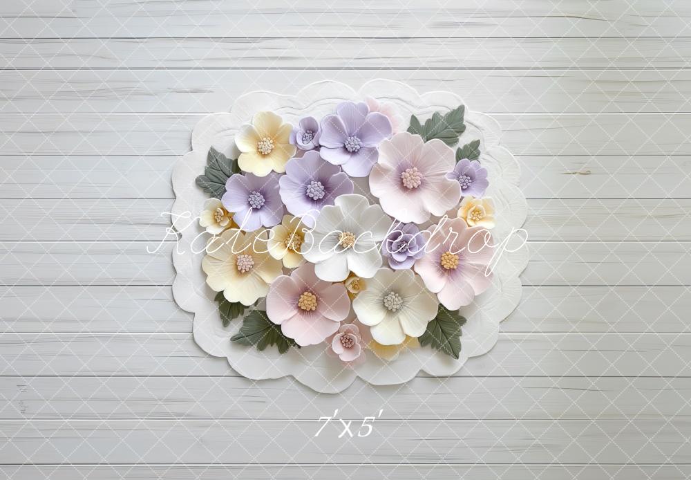 Kate Newborn Floral Pastel Rug Floor Backdrop Designed by Mini MakeBelieve