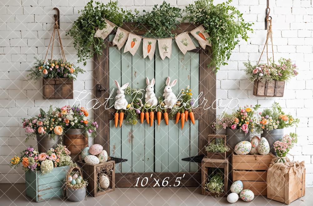 Kate Easter Bunny Carrots Door Wood Backdrop Designed by Emetselch