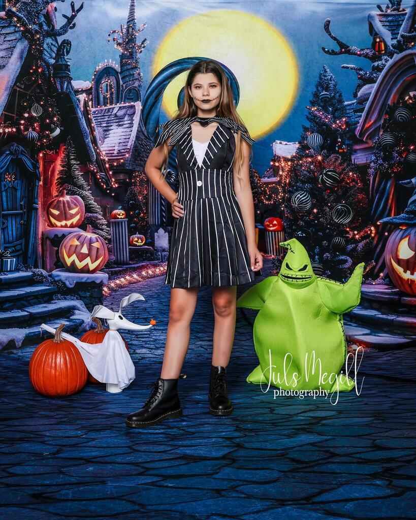 Kate Halloween Pumpkin Dark Town Street+Dark Blue Cobblestone Rubber Floor Mat