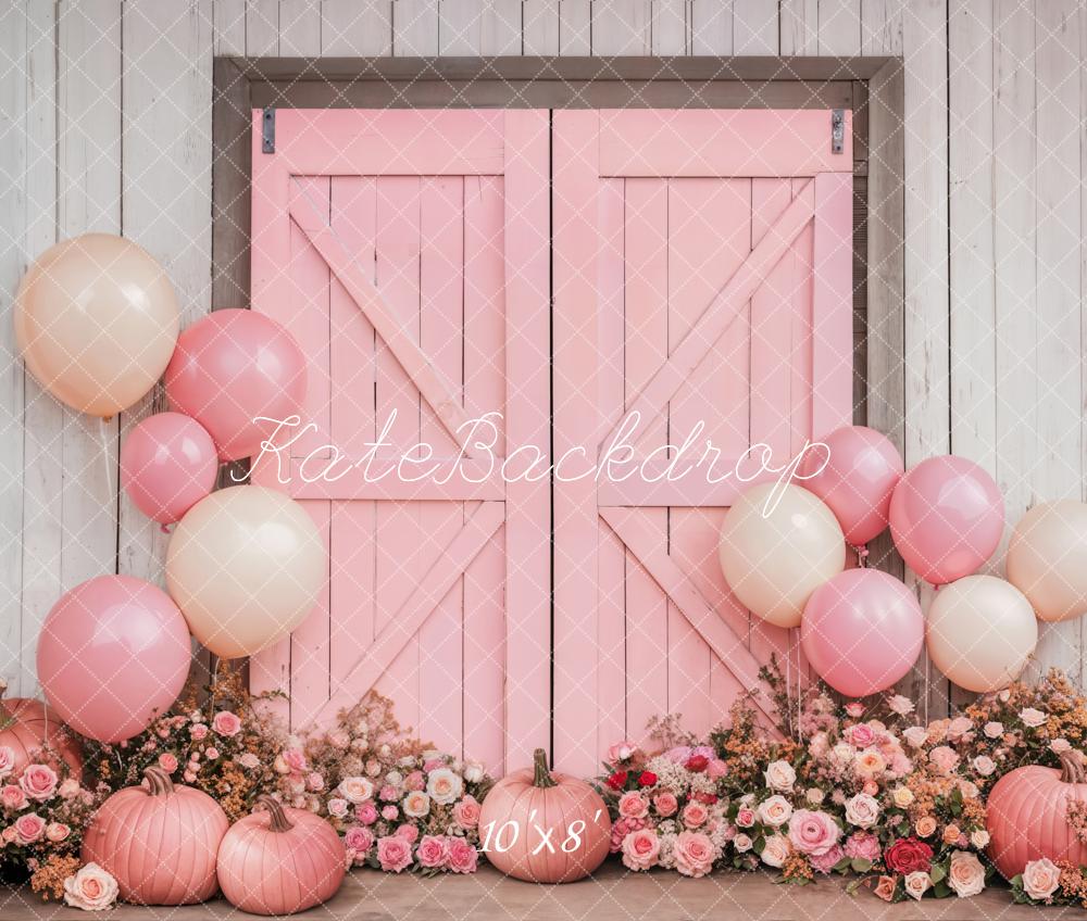 Kate Valentine Barn Door Pink Floral Backdrop Designed by Emetselch