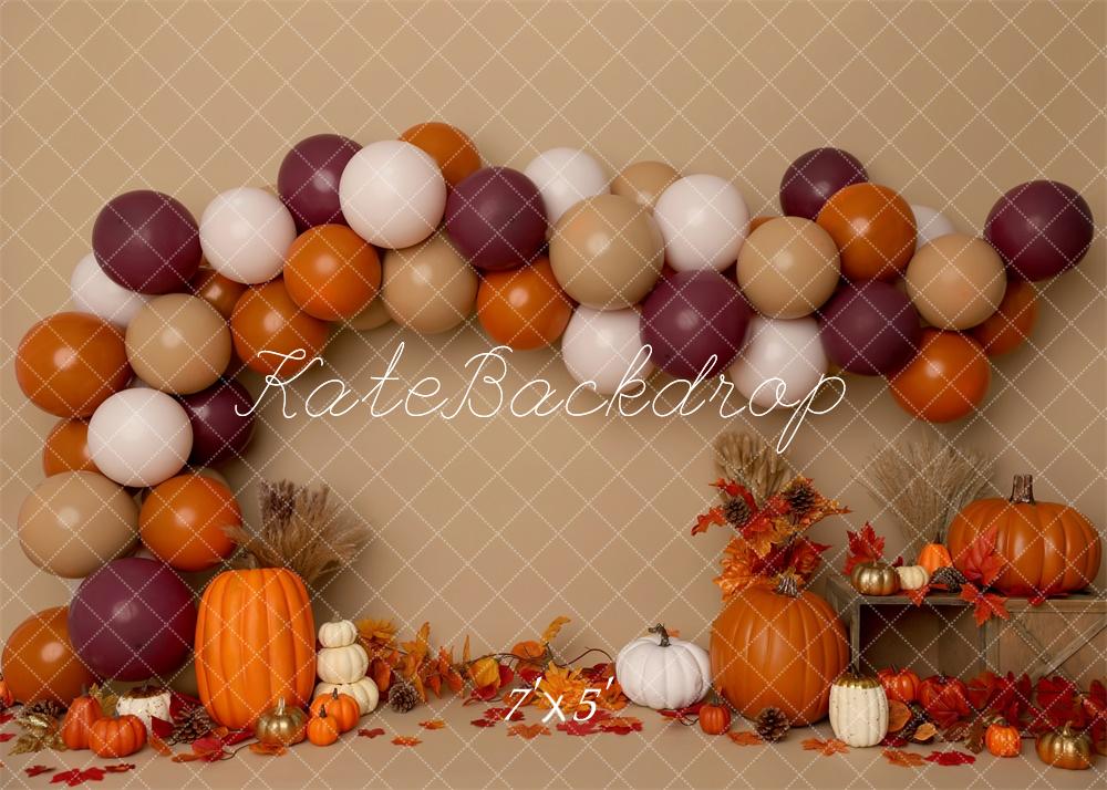 Kate Fall Cake Smash Pumpkin Balloon Arch Backdrop Designed by Melissa King