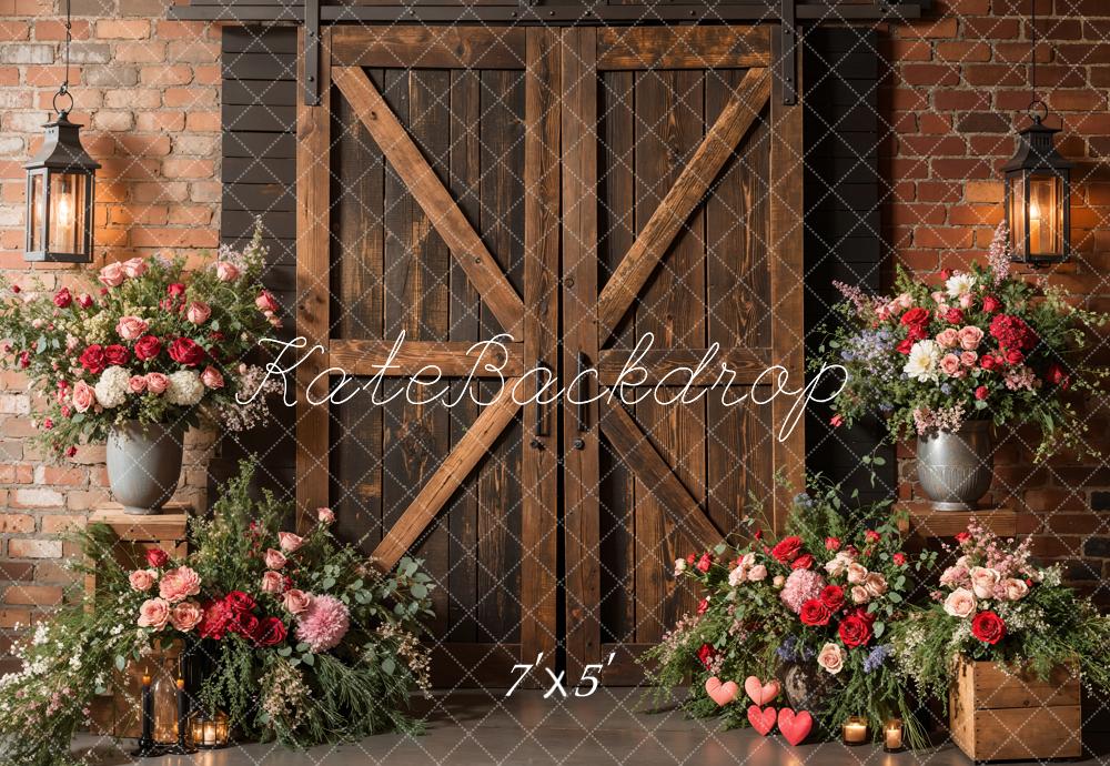 Kate Spring Rustic Barn Door Floral Backdrop Designed by Emetselch