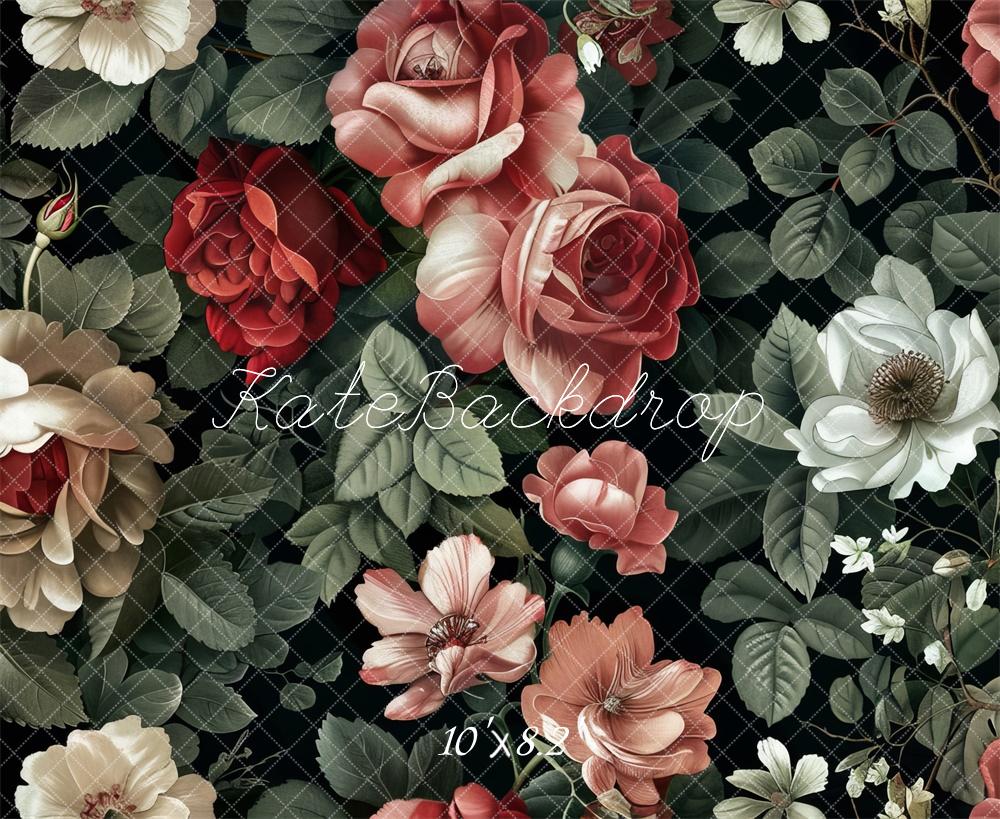 Kate Valentine Vintage Roses Pattern Backdrop Designed by Lidia Redekopp