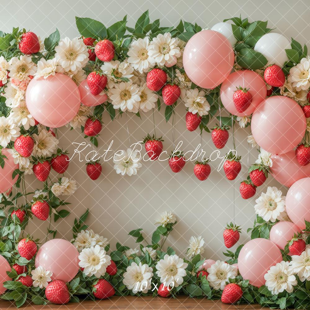 Kate Spring Strawberry Flower Balloon Arch Backdrop Designed by Emetselch