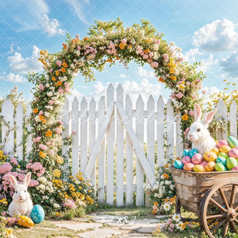 Kate Easter Bunny Flower Arch Fence Backdrop Designed by Emetselch