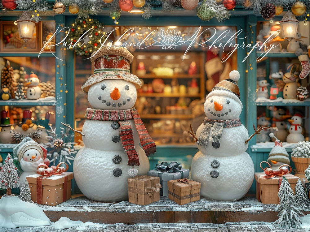 Kate Christmas Happy Snowman Shop Backdrop Designed by Laura Bybee