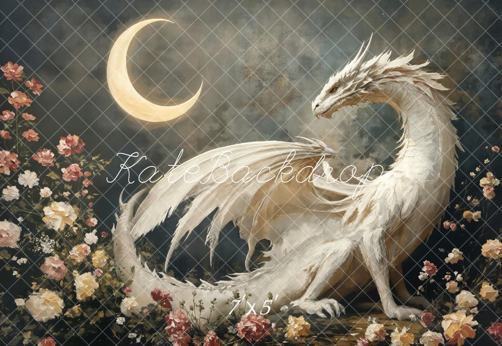 Kate Fantasy Dragon Moon Floral Backdrop Designed by Emetselch