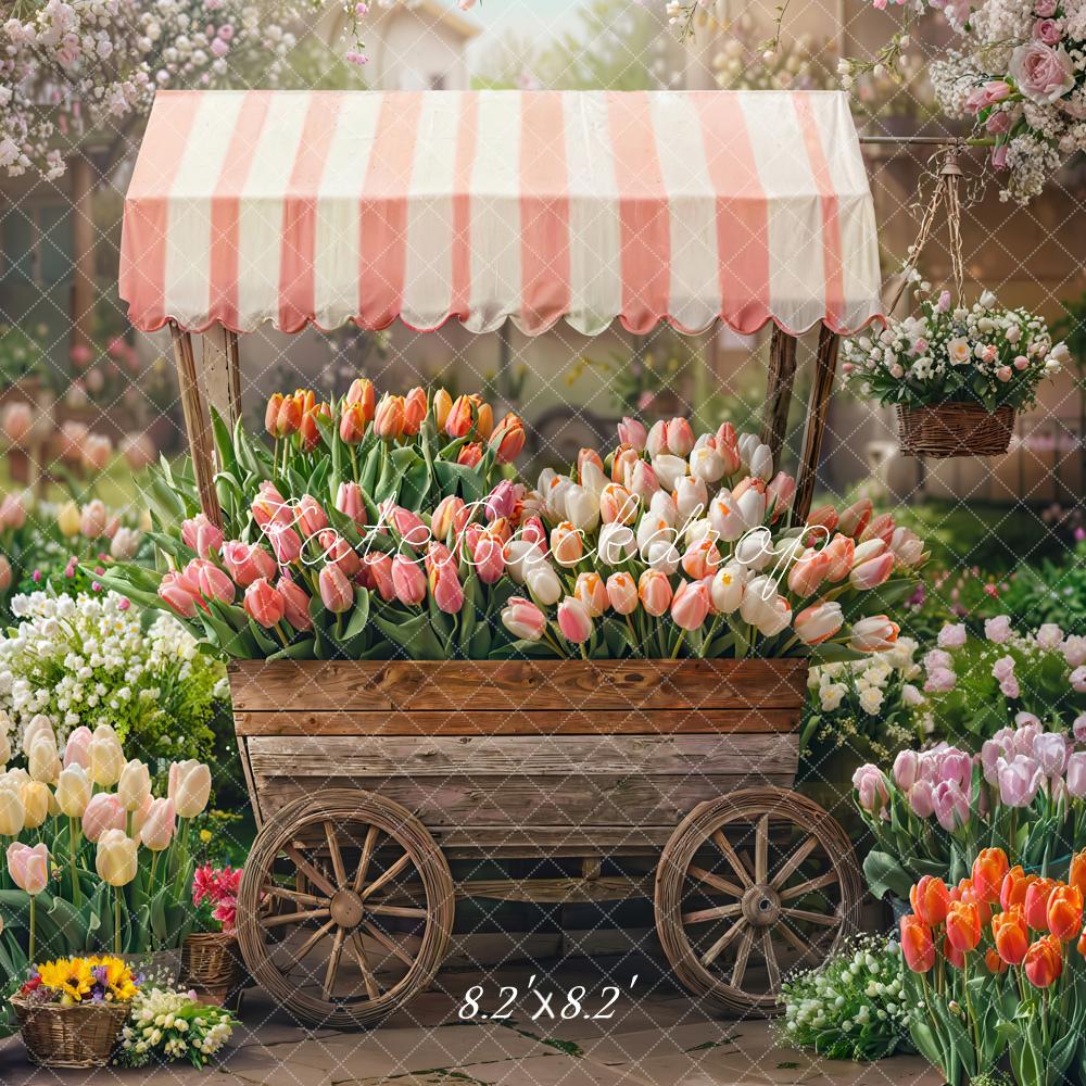 TEST Kate Spring Flower Cart Tulips Garden Backdrop Designed by Emetselch