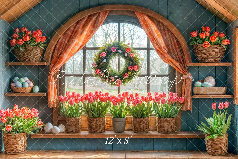 Kate Easter Tulips Arched Window Backdrop Designed by Emetselch