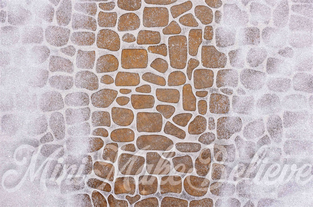 Kate White Glitter Brown Cobblestone Path Floor Backdrop Designed by Mini MakeBelieve