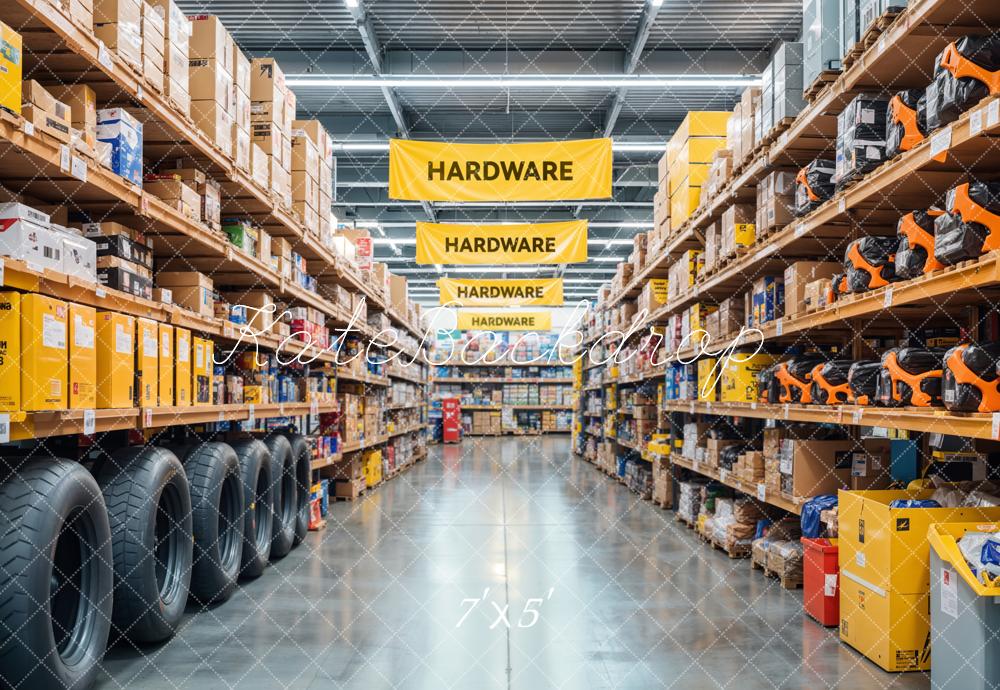 Kate Hardware Store Warehouse Shelves Backdrop Designed by Emetselch