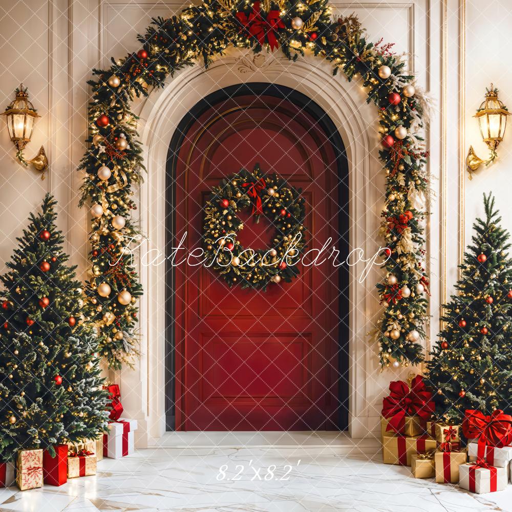 Kate Christmas Tree Red Door Arch Backdrop Designed by Emetselch