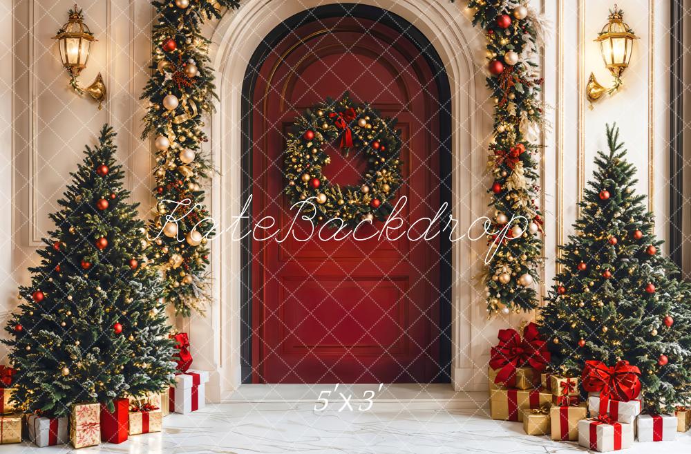 Kate Christmas Tree Red Door Arch Backdrop Designed by Emetselch