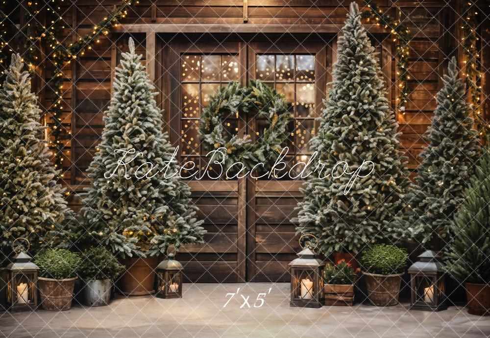 Kate Christmas Tree Outdoor Brown Wooden Barn Backdrop Designed by Emetselch