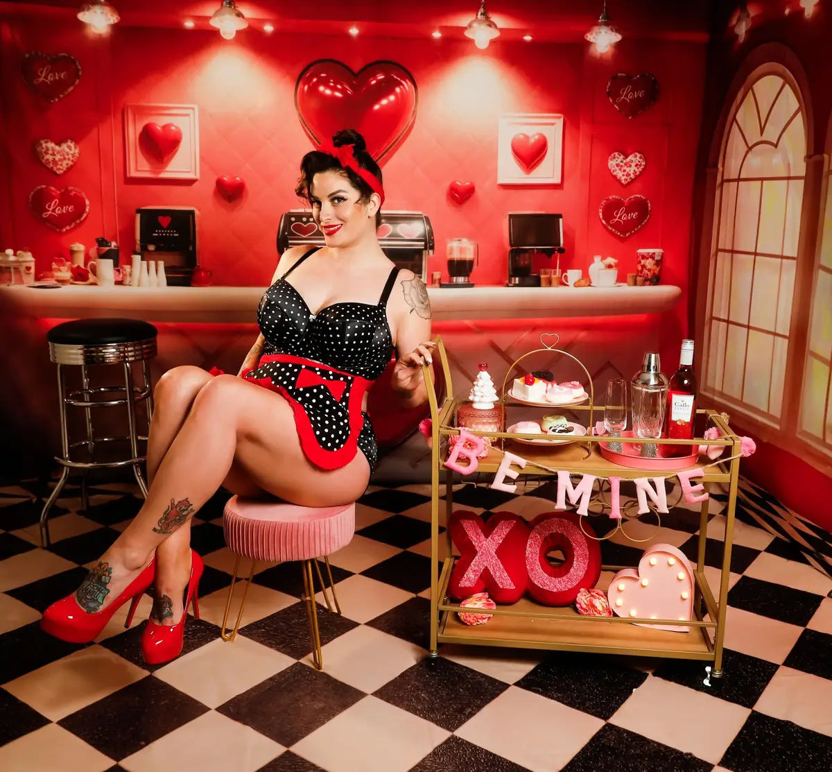 Kate Valentine Coffee Bar Red Heart Room Set