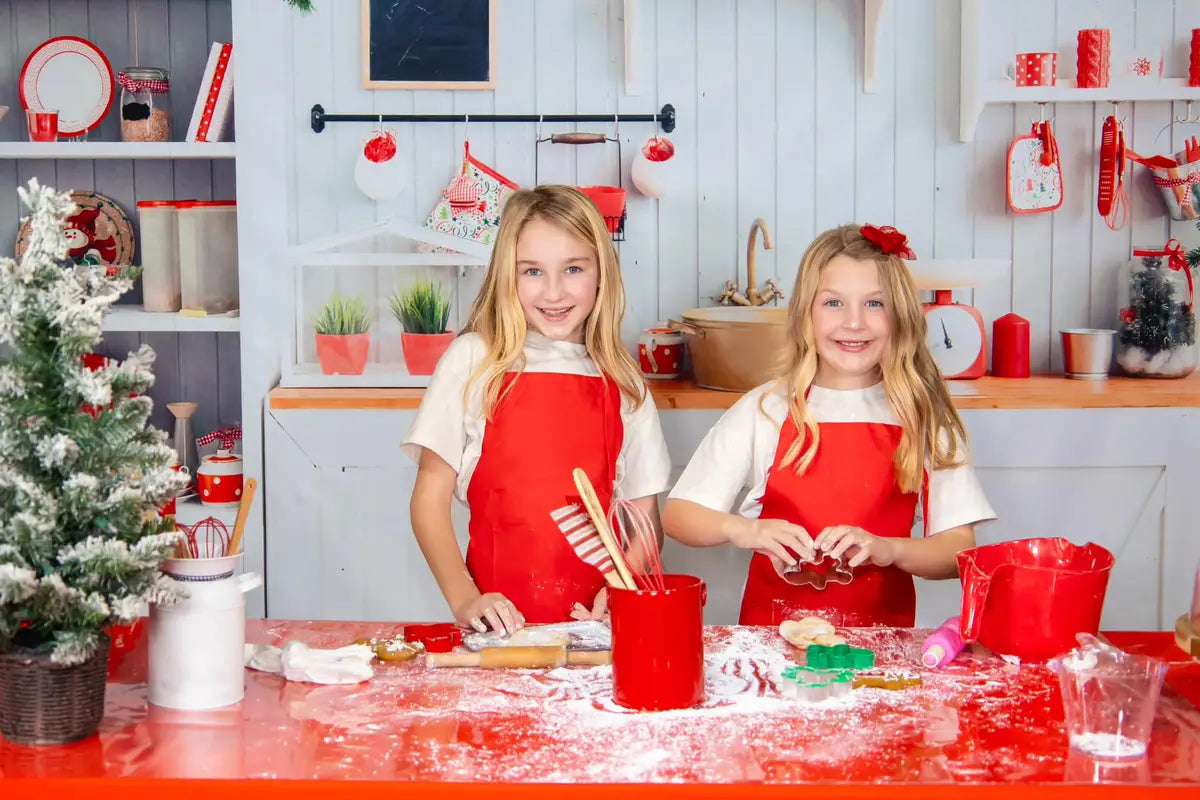 Kate Christmas Kitchen Backdrop White Wall for Photography