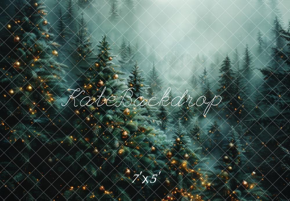 Kate Christmas Tree Forest Fog Backdrop Designed by Megan Leigh Photography