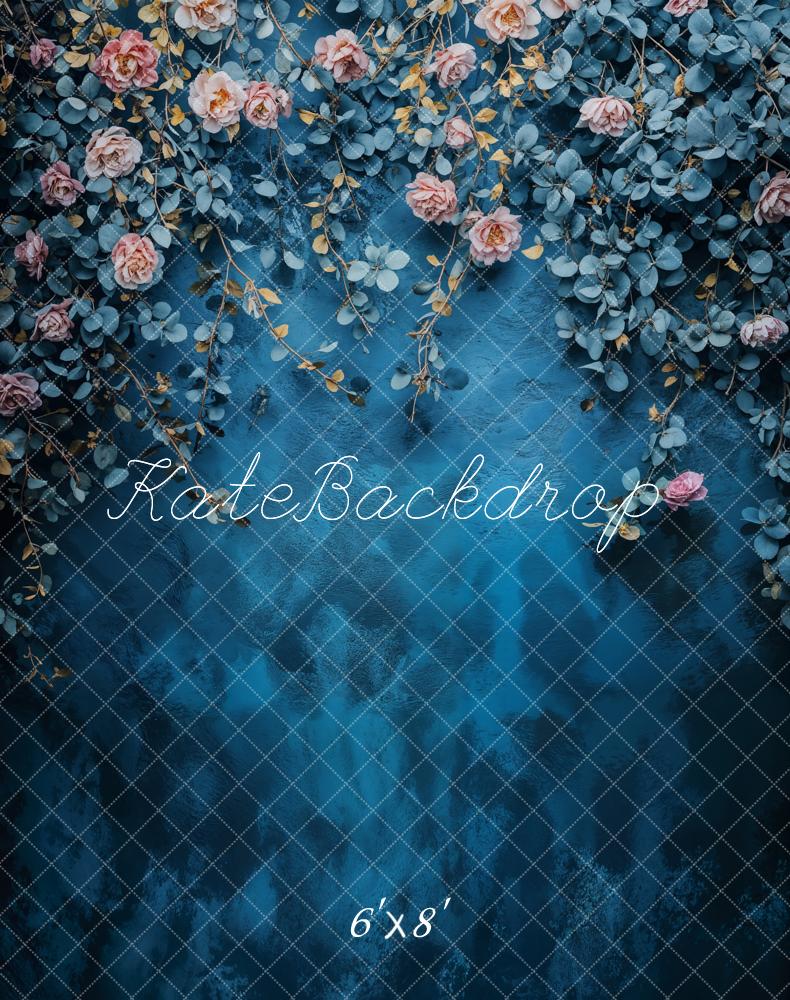 Kate Fine Art Floral Blue Vintage Backdrop Designed by Emetselch