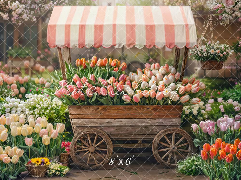 TEST Kate Spring Flower Cart Tulips Garden Backdrop Designed by Emetselch