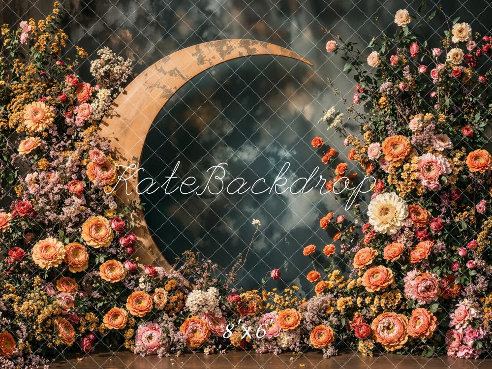 Kate Mother's Day Floral Crescent Moon Backdrop Designed by Emetselch