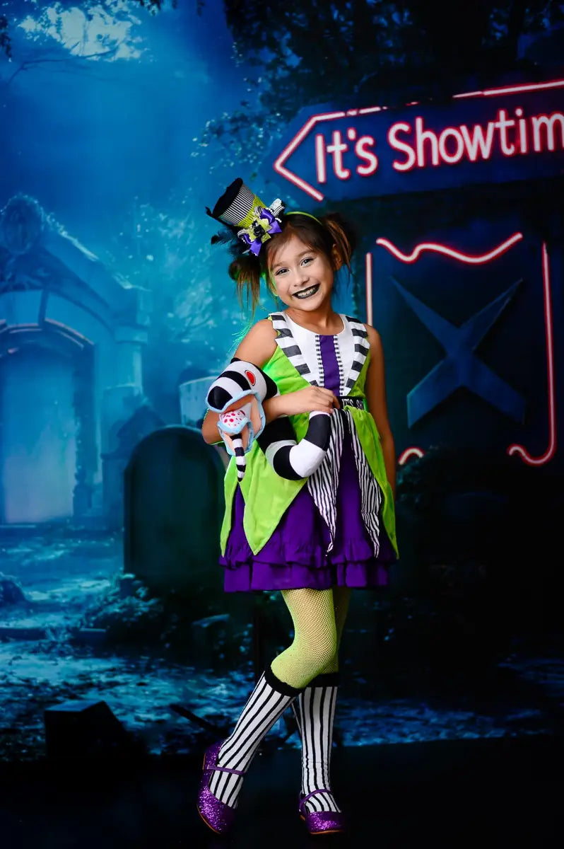 Kate Halloween Neon Graveyard Night Backdrop Designed by Emetselch