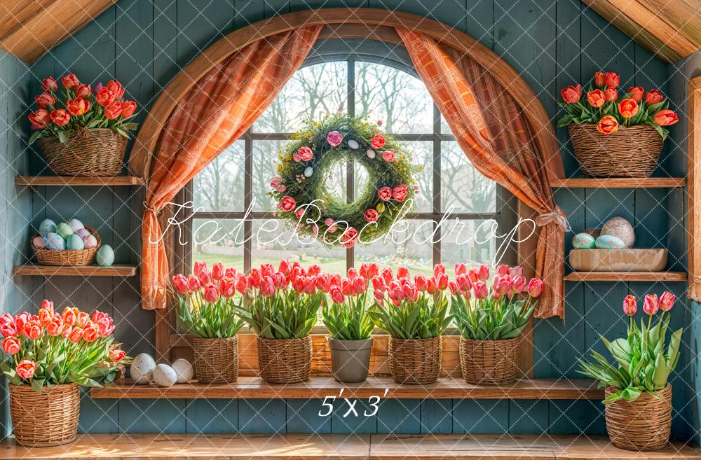 Kate Easter Tulips Arched Window Backdrop Designed by Emetselch