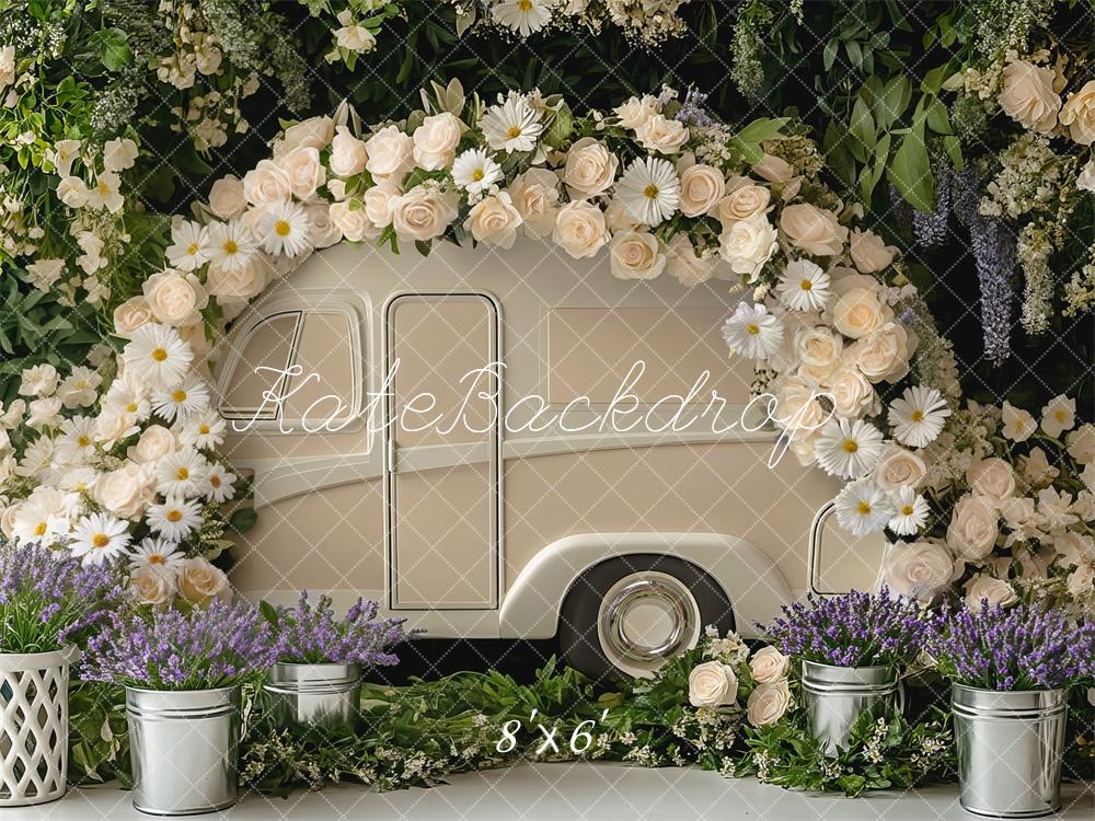 Kate Spring Floral Arch Caravan Backdrop Designed by Mini MakeBelieve