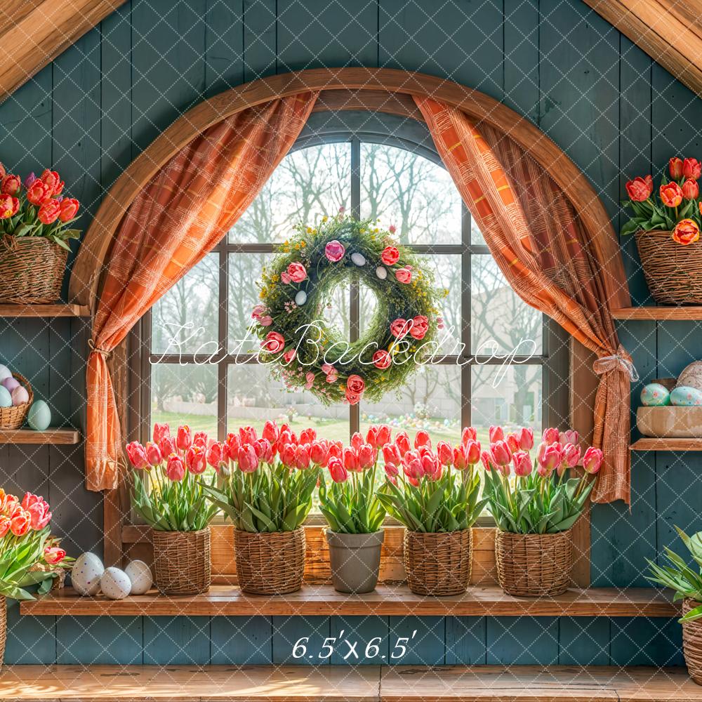 Kate Easter Tulips Arched Window Backdrop Designed by Emetselch