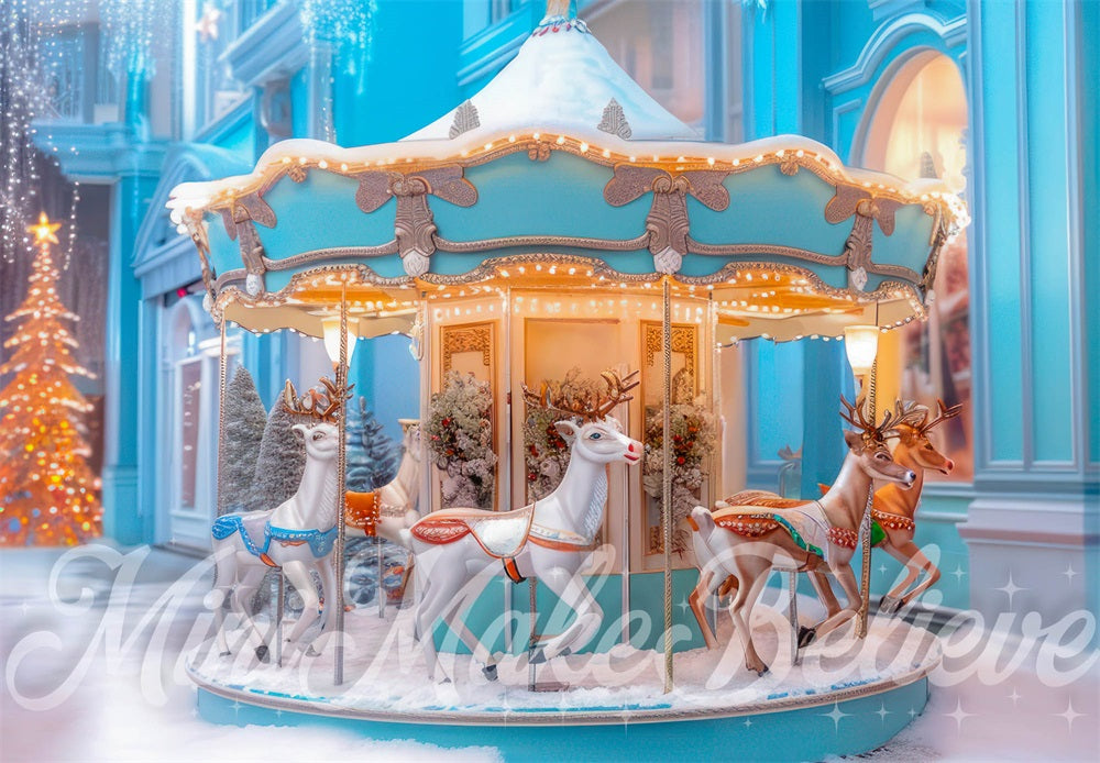 Fantasia Natalizia Heaven Carousel Street Sfondo Progettato da Mini MakeBelieve