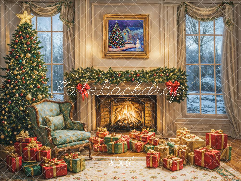 Kate Christmas Tree Fireplace Gift Chair Backdrop Designed by Emetselch