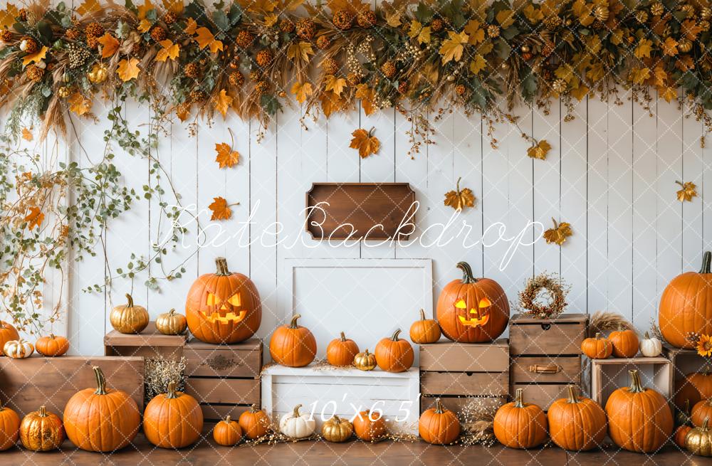 Kate Halloween Pumpkin Fall Harvest Backdrop Designed by Emetselch