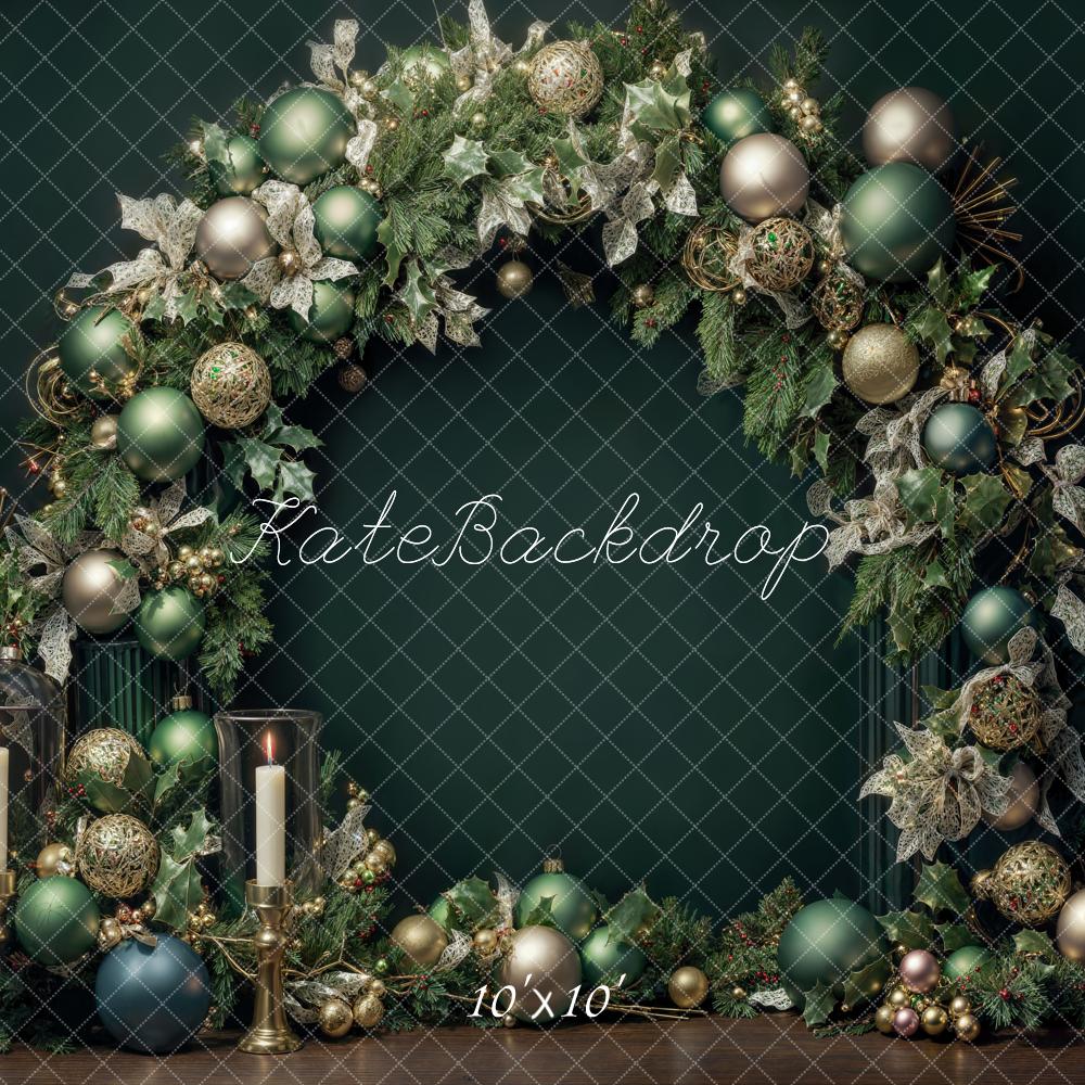 Kate Christmas Decoration Dark Green Arch Wall Backdrop Designed by Emetselch